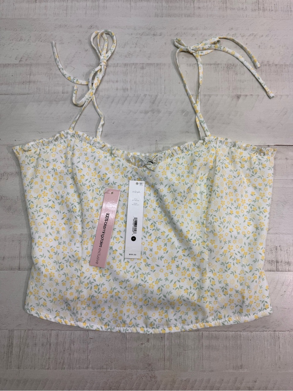 AQUA Floral Tie-Strap Camisole crop Top nwt size medium